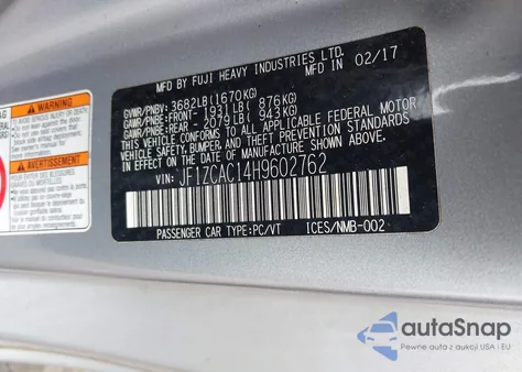 2017 Subaru Brz Limited from USA, damaged, VIN JF1ZCAC14H9602762